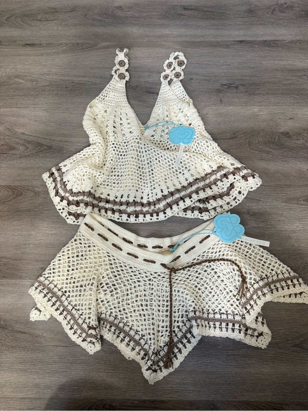 Revolve Crochet Knit Cream set
